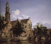 Jan van der Heyden Canal and Church of the scenic West painting